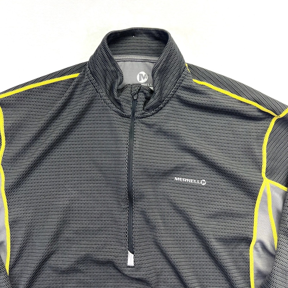 Merrell Mens SelectWick Quarter Zip Pullover‎ Charcoal Grey Yellow L MF20739 - Picture 3 of 8
